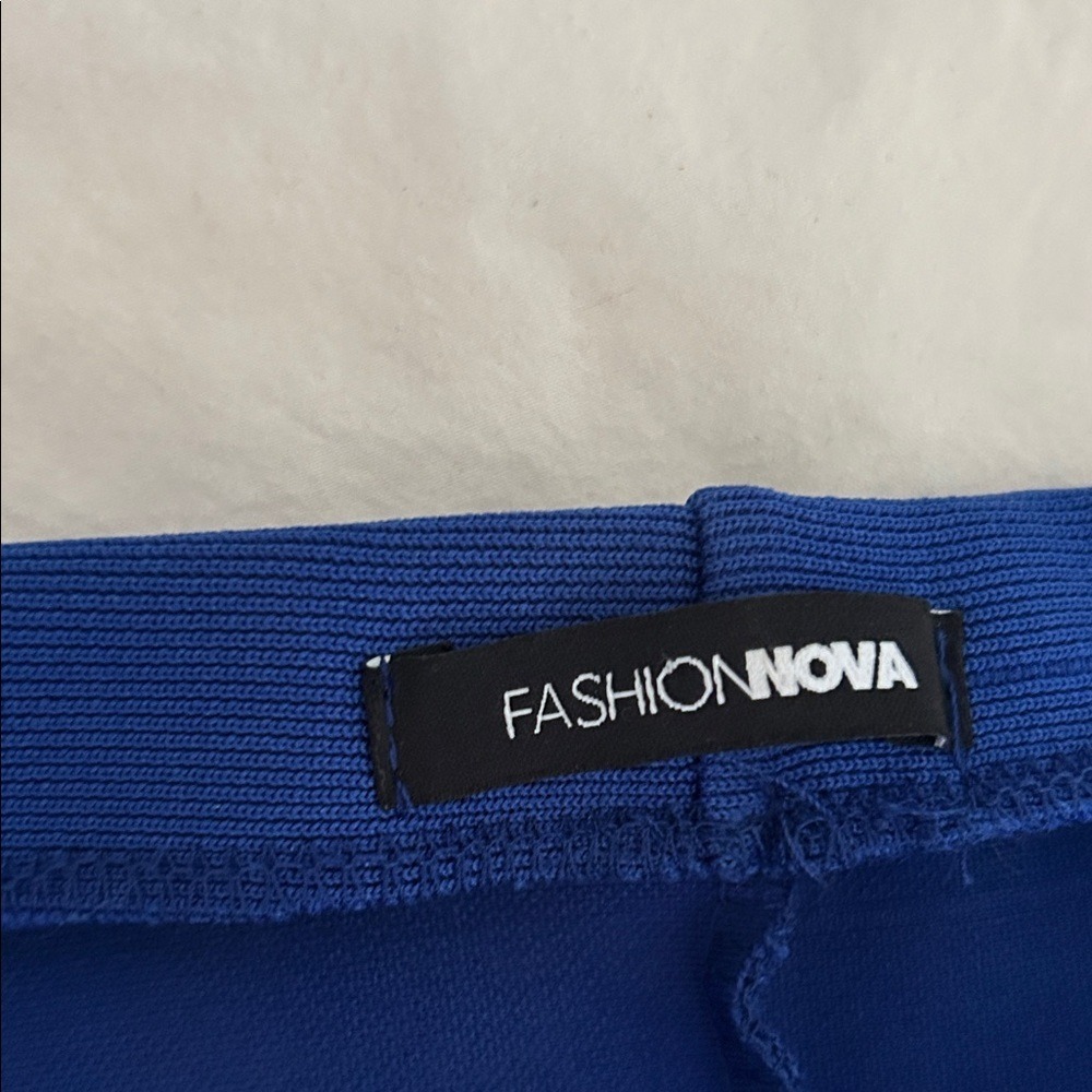 Fashion Nova Royal Blue Off The Shoulder Bodycon Dress Size L Elastic Stretch - Picture 7 of 7